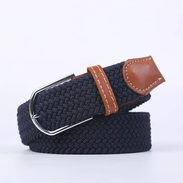 "Elastische lederen riem met stijlvolle gesp, uniseks, luxe uitstraling, perfect voor dagelijks gebruik en sportieve outfits.