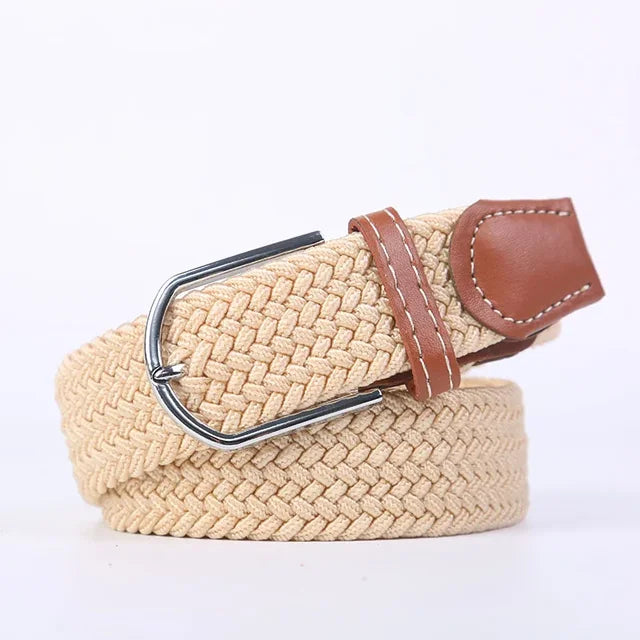 "Elastische lederen riem met stijlvolle gesp, uniseks, luxe uitstraling, perfect voor dagelijks gebruik en sportieve outfits.
