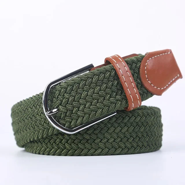 "Elastische lederen riem met stijlvolle gesp, uniseks, luxe uitstraling, perfect voor dagelijks gebruik en sportieve outfits.