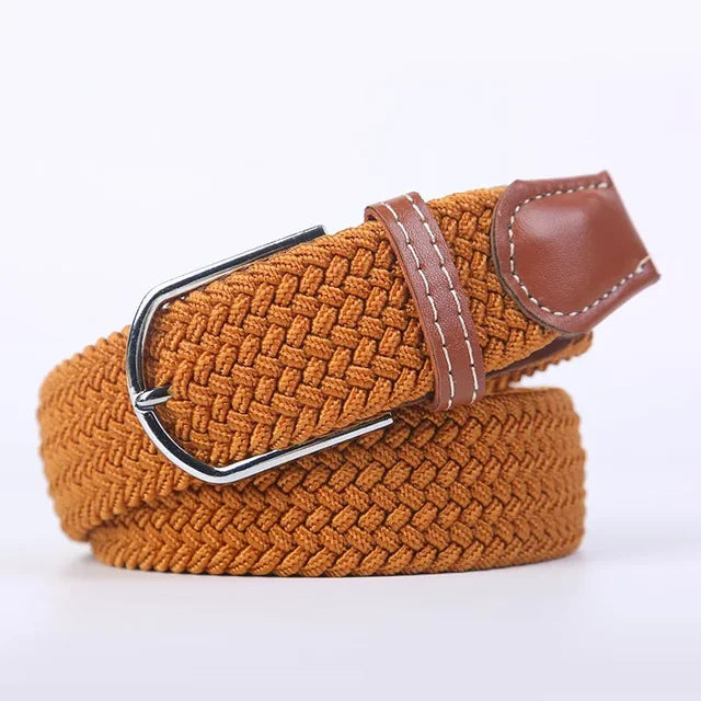 "Elastische lederen riem met stijlvolle gesp, uniseks, luxe uitstraling, perfect voor dagelijks gebruik en sportieve outfits.