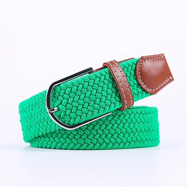 "Elastische lederen riem met stijlvolle gesp, uniseks, luxe uitstraling, perfect voor dagelijks gebruik en sportieve outfits.