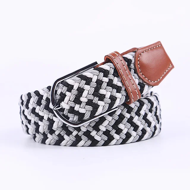 "Elastische lederen riem met stijlvolle gesp, uniseks, luxe uitstraling, perfect voor dagelijks gebruik en sportieve outfits.