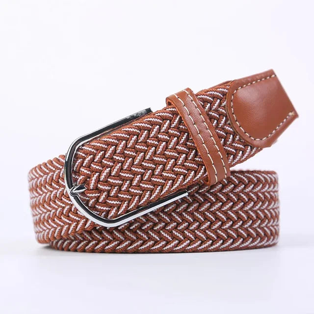 "Elastische lederen riem met stijlvolle gesp, uniseks, luxe uitstraling, perfect voor dagelijks gebruik en sportieve outfits.