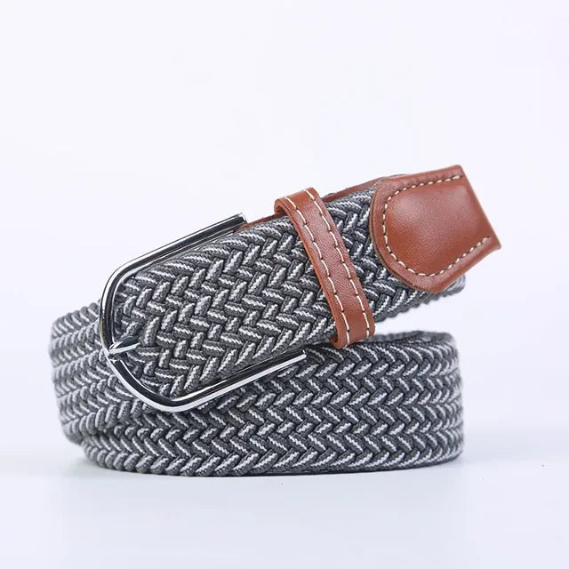 "Elastische lederen riem met stijlvolle gesp, uniseks, luxe uitstraling, perfect voor dagelijks gebruik en sportieve outfits.