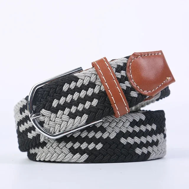 "Elastische lederen riem met stijlvolle gesp, uniseks, luxe uitstraling, perfect voor dagelijks gebruik en sportieve outfits.