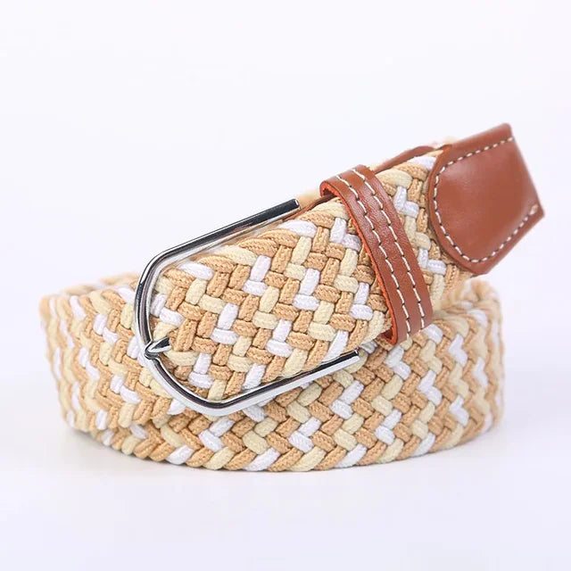 "Elastische lederen riem met stijlvolle gesp, uniseks, luxe uitstraling, perfect voor dagelijks gebruik en sportieve outfits.