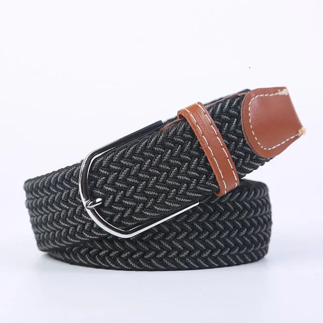 "Elastische lederen riem met stijlvolle gesp, uniseks, luxe uitstraling, perfect voor dagelijks gebruik en sportieve outfits.