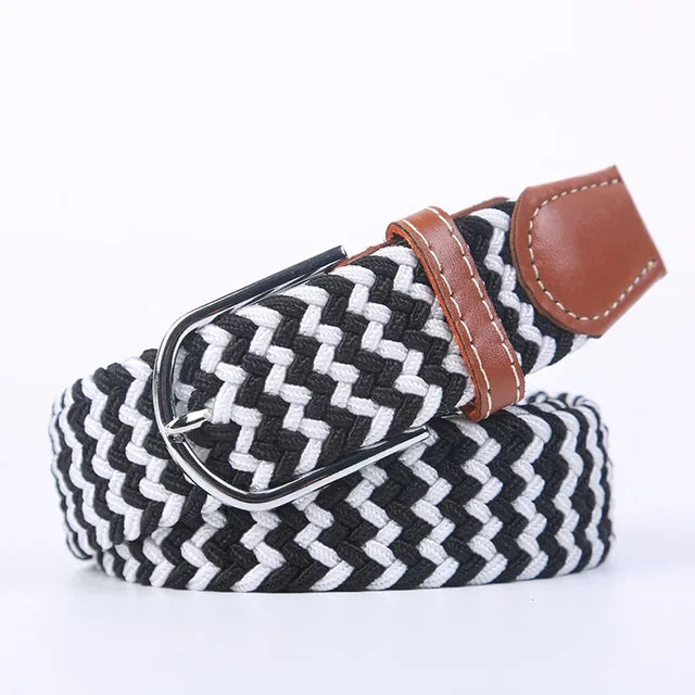 "Elastische lederen riem met stijlvolle gesp, uniseks, luxe uitstraling, perfect voor dagelijks gebruik en sportieve outfits.