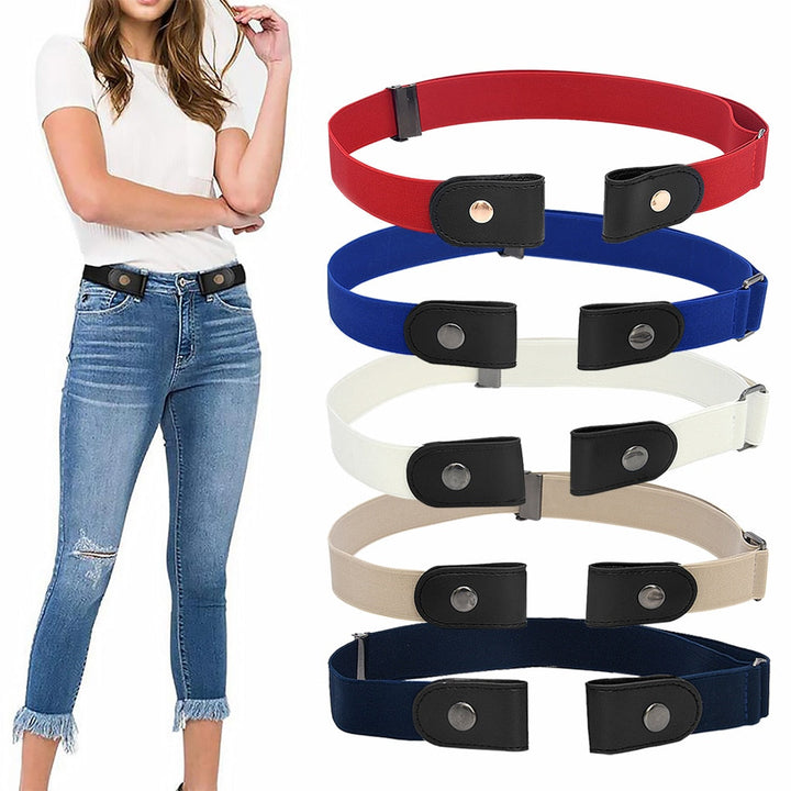 "Elastische tailleband zonder gesp voor dames, comfortabel en minimalistisch ontwerp, ideaal voor alledaags gebruik."