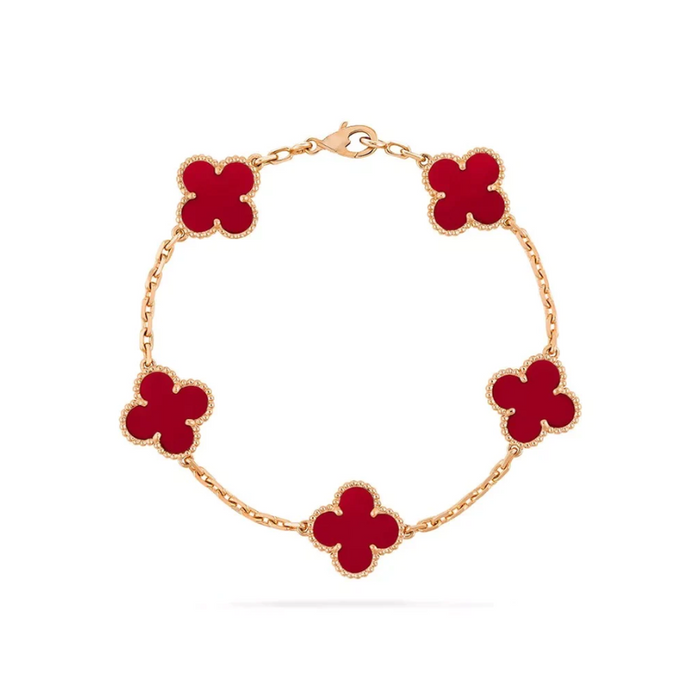 Elegant klaver armband met klavertje vier, symboliseert geluk. Geschikt voor dagelijks gebruik en formele gelegenheden.