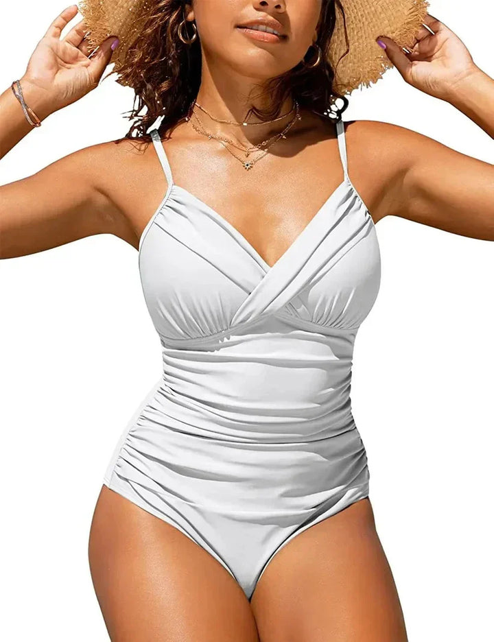 "Elegant push-up badpak voor dames met diepe V-hals, flatterend ontwerp en verstelbare bandjes voor perfecte pasvorm."