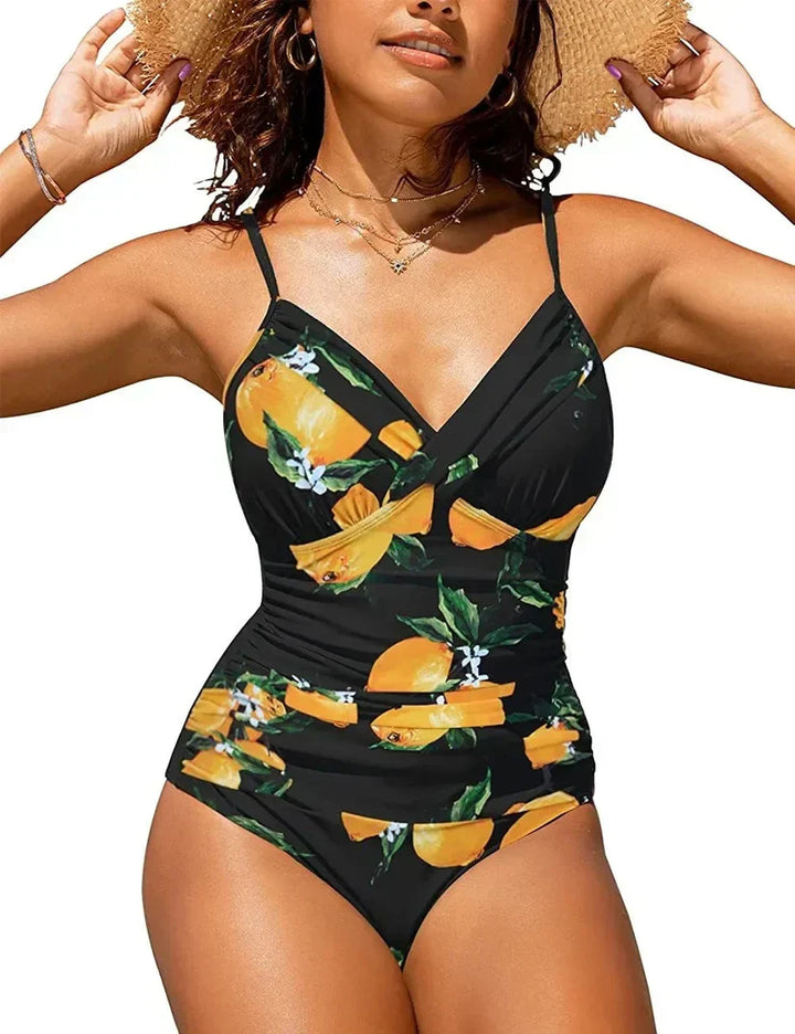 "Elegant push-up badpak voor dames met diepe V-hals, flatterend ontwerp en verstelbare bandjes voor perfecte pasvorm."