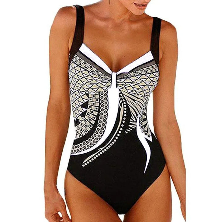 "Elegant zinnia badpak voor dames, met trendy print. Flatterende pasvorm, comfortabel en sneldrogend voor strand of zwembad."
