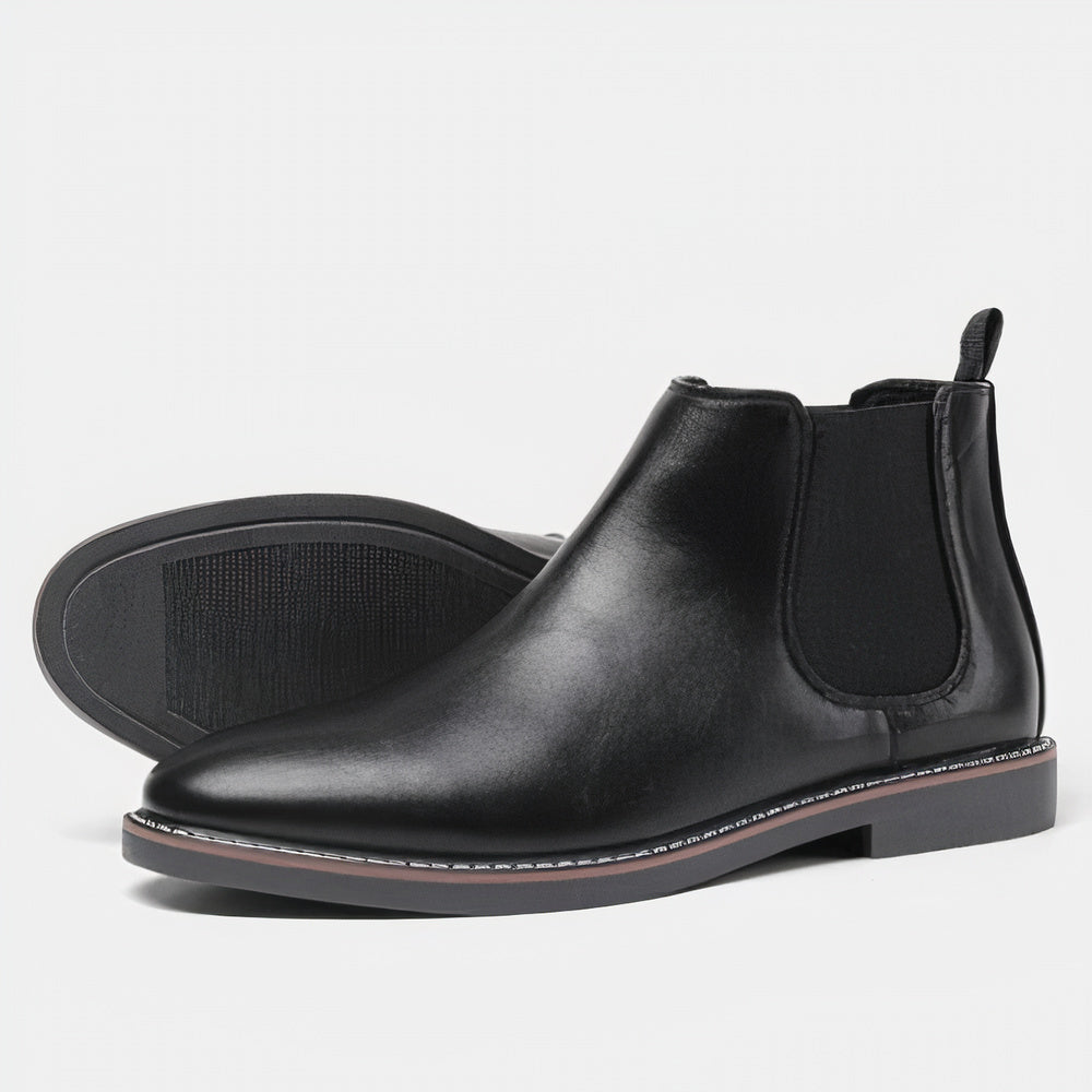 "Elegante Chelsea leren herenlaarzen met glad leer en elastische zijkanten voor superieur comfort en stijlvolle uitstraling."