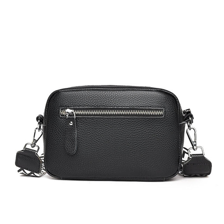 "Elegante compacte schoudertas van vegan leer, 22x15x8 cm, beschikbaar in beige, blauw, groen, khaki, zwart voor dames."