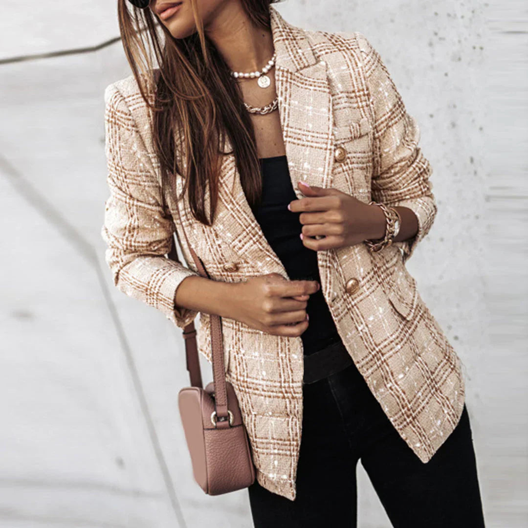 Elegante dames blazer in auburn kleur met tijdloos ontwerp en verfijnde snit, ideaal voor professionele en formele gelegenhed
