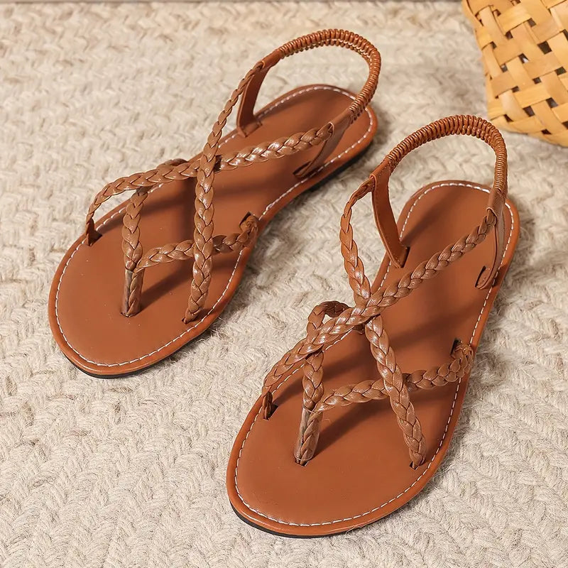 "Elegante dames sandalen, verstelbare bandjes, ergonomisch voetbed, lichtgewicht, beschikbaar in bruin, goud, wit en zwart."