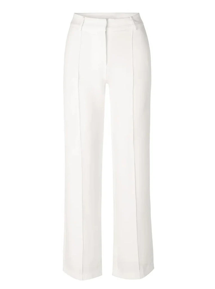 "Elegante grijze damesbroek met slim-fit en wijde pijpen van duurzame polyester voor zowel casual als formele looks."