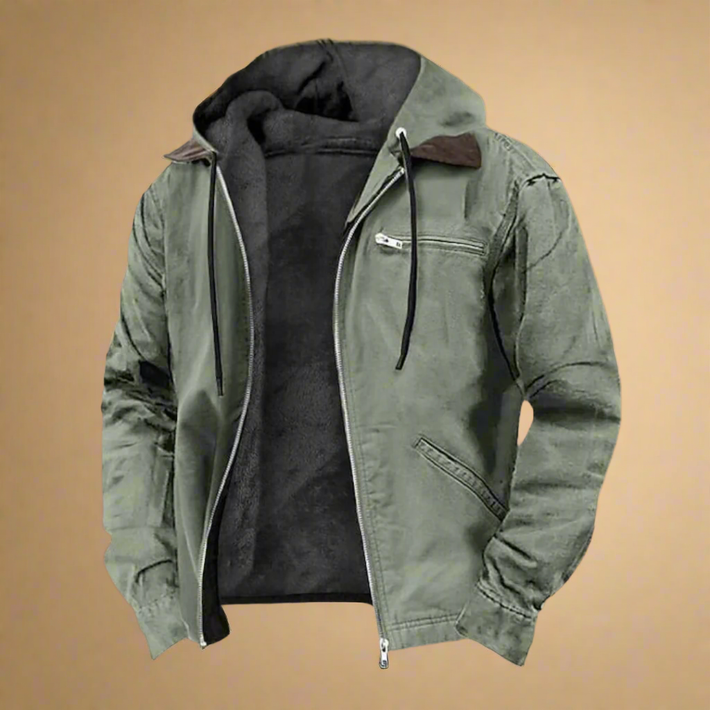 Elegante heren herfstjas bruin, stijlvolle pasvorm, capuchon, zakken, voor koelere seizoenen, modieus en comfortabel.
