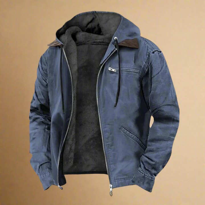 Elegante heren herfstjas bruin, stijlvolle pasvorm, capuchon, zakken, voor koelere seizoenen, modieus en comfortabel.