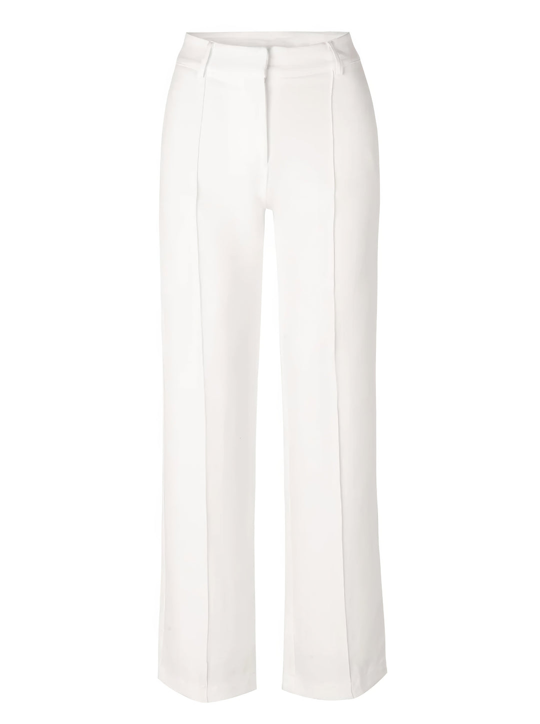 Elegante high-waist pantalon dames met rechte pijpen, zachte stretchstof, blinde ritssluiting; modieus en comfortabel.