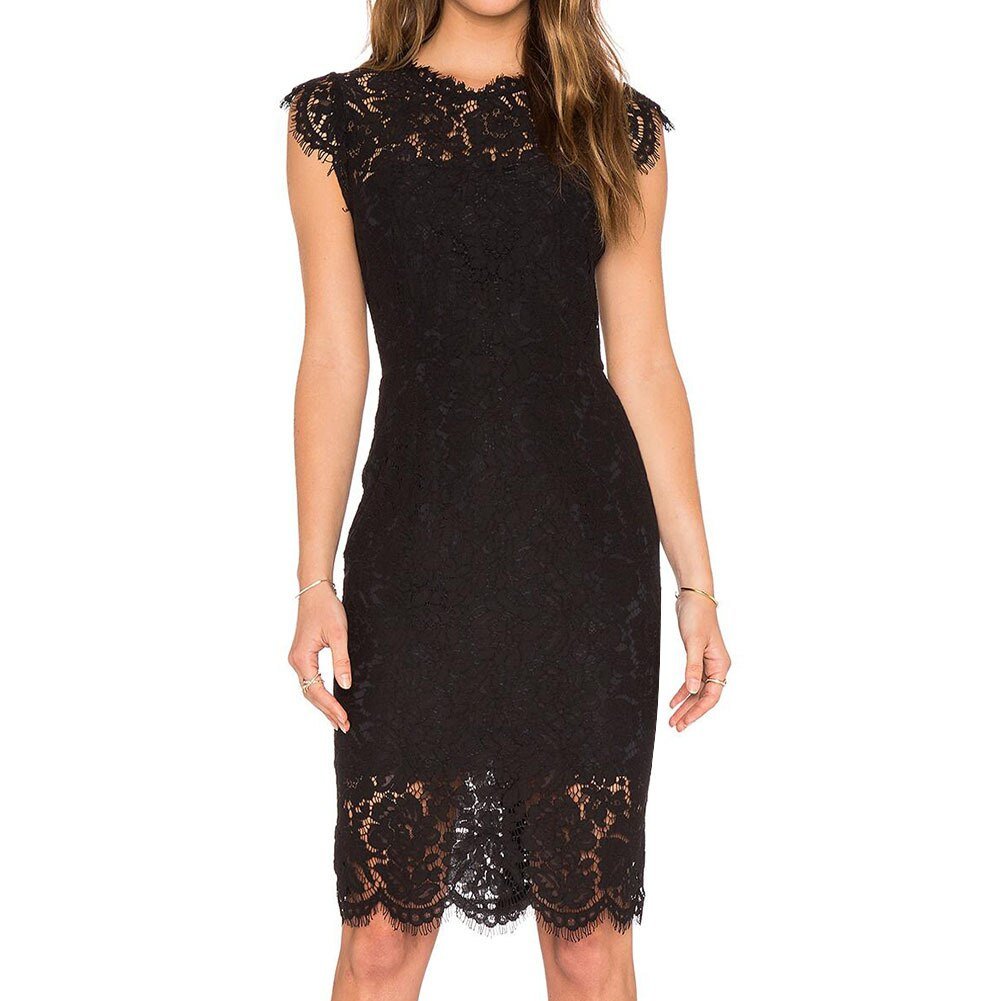 Elegante kanten midi feestjurk, flatterend silhouet, zachte stof, ideaal voor bruilofts- en avondgelegenheden.