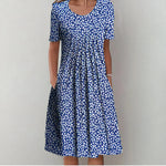 Blauw met bloemen