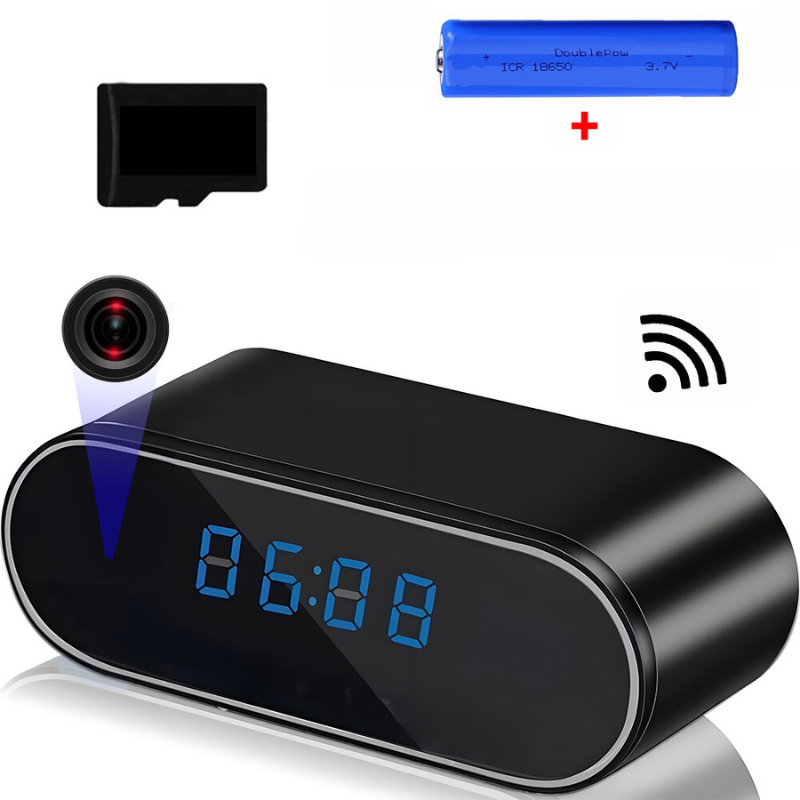 "Elegante klok met verborgen HD mini-camera, 1080P-resolutie, bewegingsdetectie en nachtzicht voor discrete beveiliging."