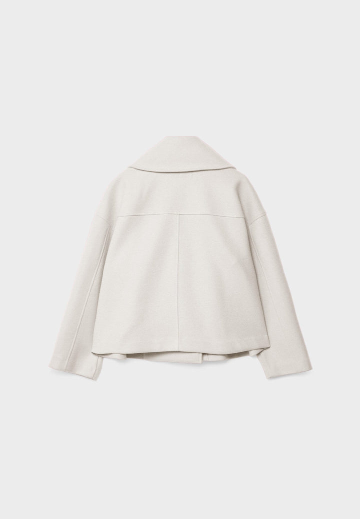 "Elegante korte double-breasted jas van luxe wolmix stof, cropped lengte, knoopsluiting, stijlvol en tijdloos design."