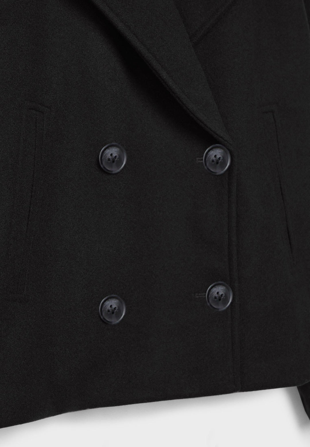"Elegante korte double-breasted jas van luxe wolmix stof, cropped lengte, knoopsluiting, stijlvol en tijdloos design."