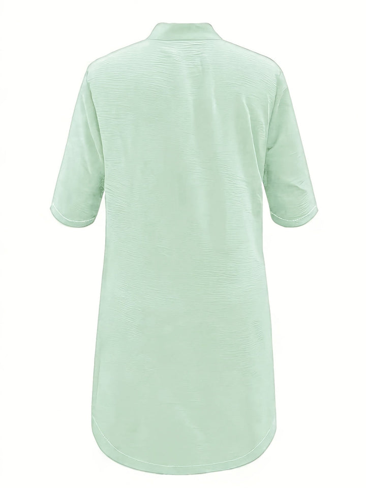 "Elegante midi jurk met knoopsluiting in effen kleur van comfortabele polyester mix, voor casual en semi-formele gelegenheden