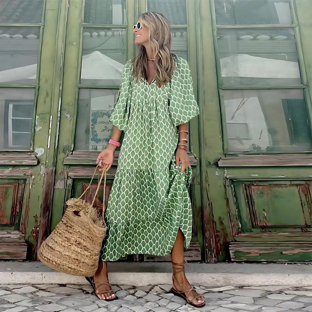 Elegante Nadine lentejurk dames, luchtig ontwerp, flatterende snit, met trendy patroon en kleurrijke accenten.