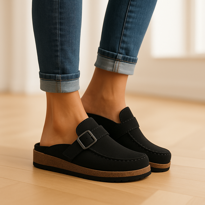 Elegante orthopedische dames sandalen met PU-leren afwerking, ergonomische binnenzool en antislip rubberen zool.