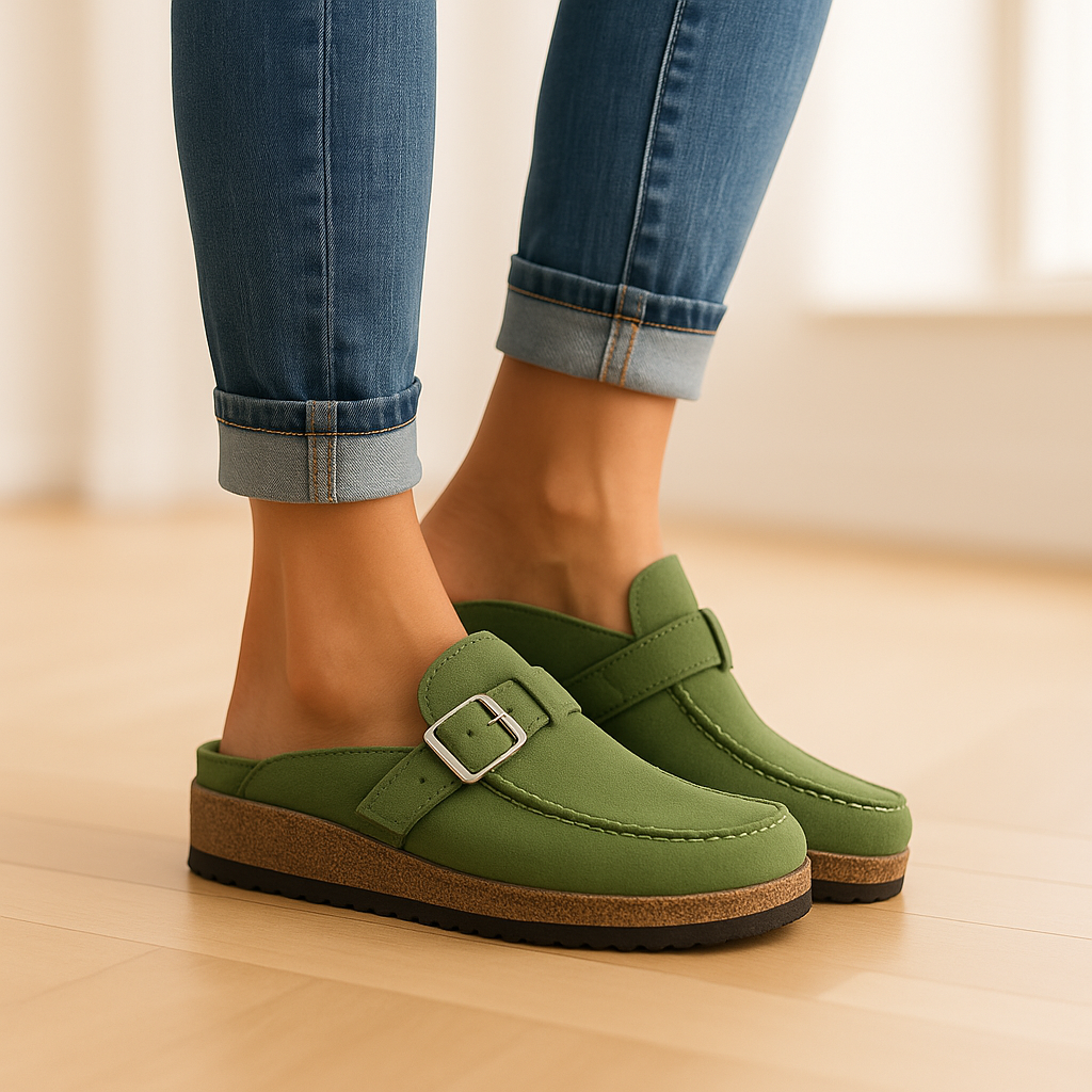 Elegante orthopedische dames sandalen met PU-leren afwerking, ergonomische binnenzool en antislip rubberen zool.