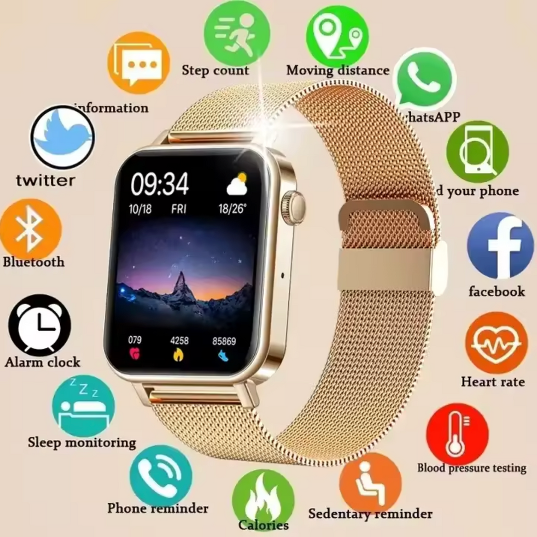 Elegante smartwatch voor vrouwen met gezondheidstracker, chic en stijlvol ontwerp, perfect voor moderne modebewuste vrouwen.