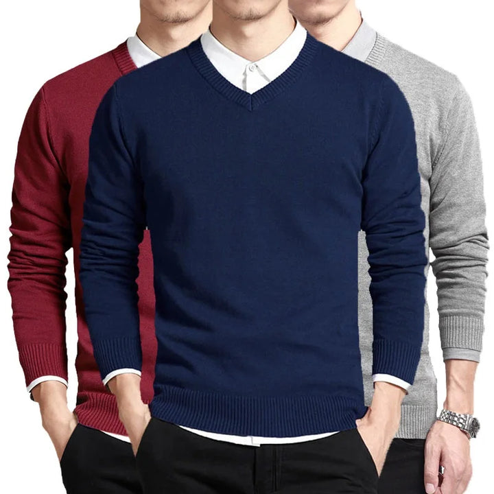 "Elegante V-hals premium katoenen trui voor dames met lange mouwen, ideaal voor iedere gelegenheid en comfortabele pasvorm."