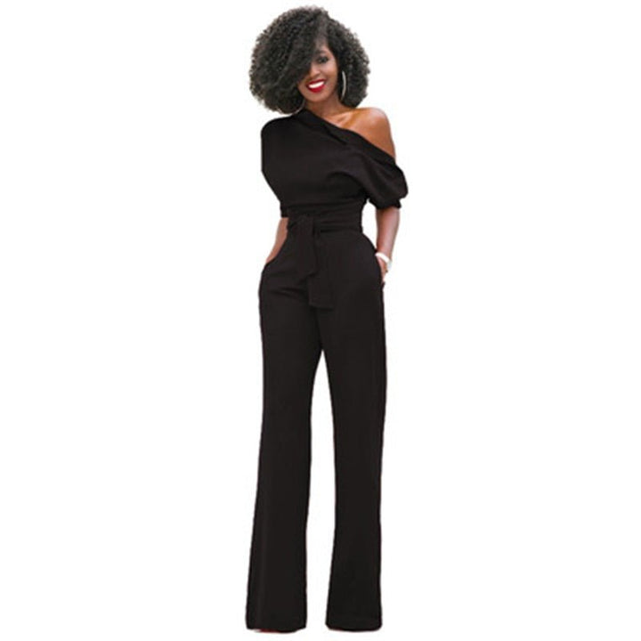 "Elegante zwarte bodycon jumpsuit voor dames, strakke pasvorm en comfortabele acryl stof, perfect voor elke gelegenheid"
