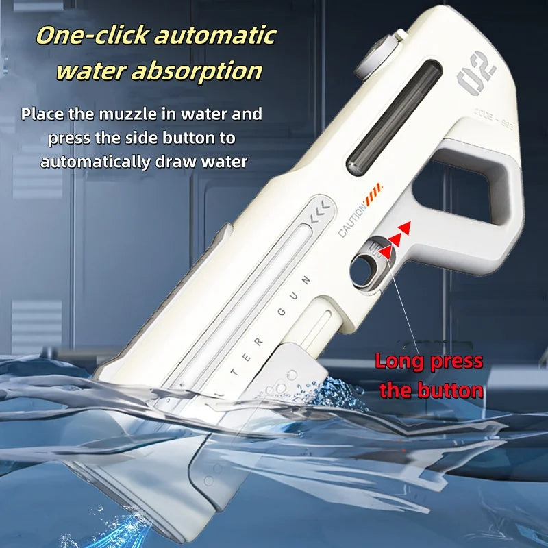 "Elektrisch waterpistool Hydro Force in wit of grijs met krachtig reservoir en optie LED-verlichting, veilig vanaf 5 jaar"
