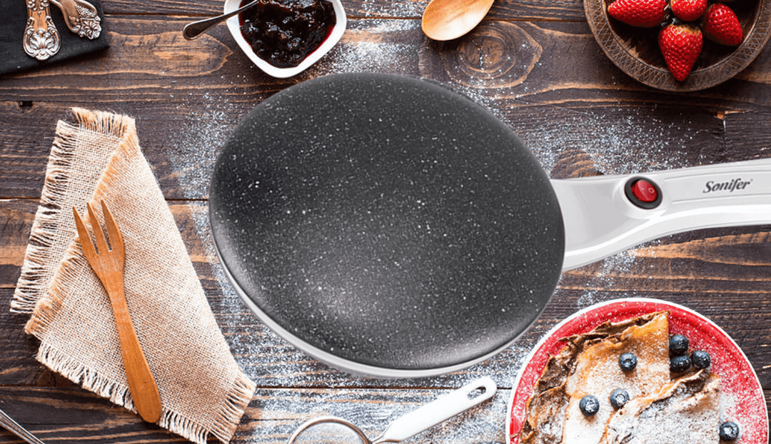 "Elektrische crêpe maker met antiaanbaklaag, gestroomlijnd ontwerp en 20 cm kookoppervlak, ideaal voor perfect gebakken crêpe