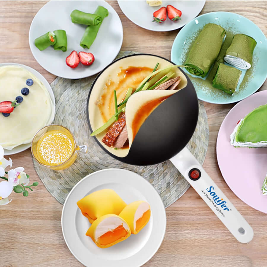 "Elektrische crêpe maker met antiaanbaklaag, gestroomlijnd ontwerp en 20 cm kookoppervlak, ideaal voor perfect gebakken crêpe