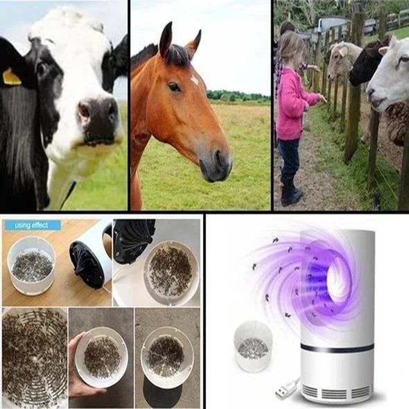 "Elektrische muggenlamp met LED en anti-ontsnappingsbox, stijlvolle zwarte behuizing, ideaal voor insectenbestrijding thuis."