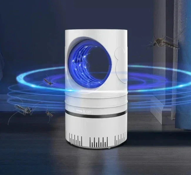 "Elektrische muggenlamp met LED en anti-ontsnappingsbox, stijlvolle zwarte behuizing, ideaal voor insectenbestrijding thuis."