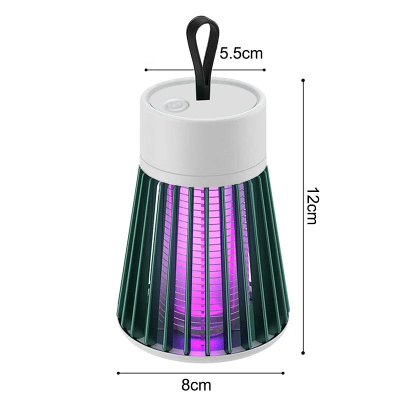 Elektrische UV-muggenverdelger, moderne witte lamp, geschikt voor binnen en buiten, trekt insecten aan met UV-licht.