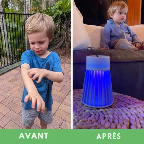 Elektrische UV-muggenverdelger, moderne witte lamp, geschikt voor binnen en buiten, trekt insecten aan met UV-licht.