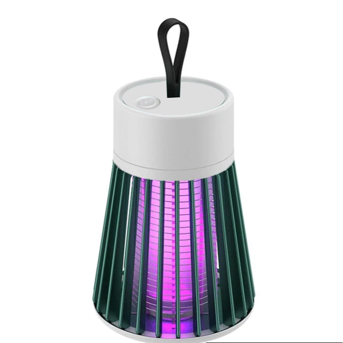 Elektrische UV-muggenverdelger, moderne witte lamp, geschikt voor binnen en buiten, trekt insecten aan met UV-licht.