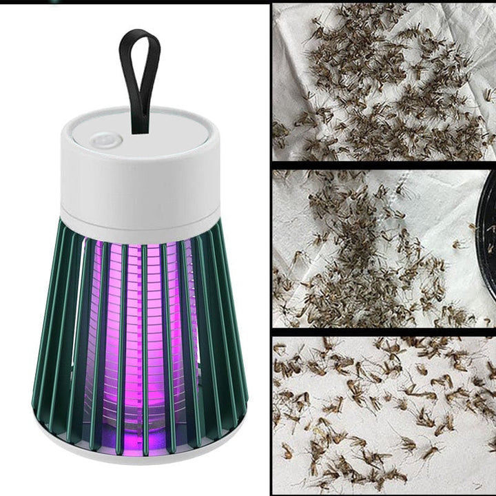 Elektrische UV-muggenverdelger, moderne witte lamp, geschikt voor binnen en buiten, trekt insecten aan met UV-licht.