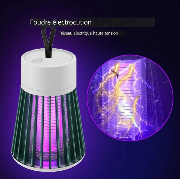 Elektrische UV-muggenverdelger, moderne witte lamp, geschikt voor binnen en buiten, trekt insecten aan met UV-licht.
