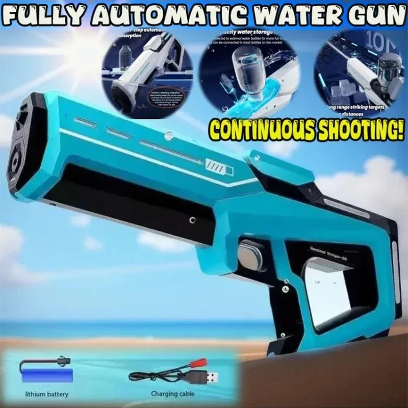 Elektrische waterpistolen met automatische straal, felgekleurd, perfect voor zomers plezier voor kinderen en volwassenen.