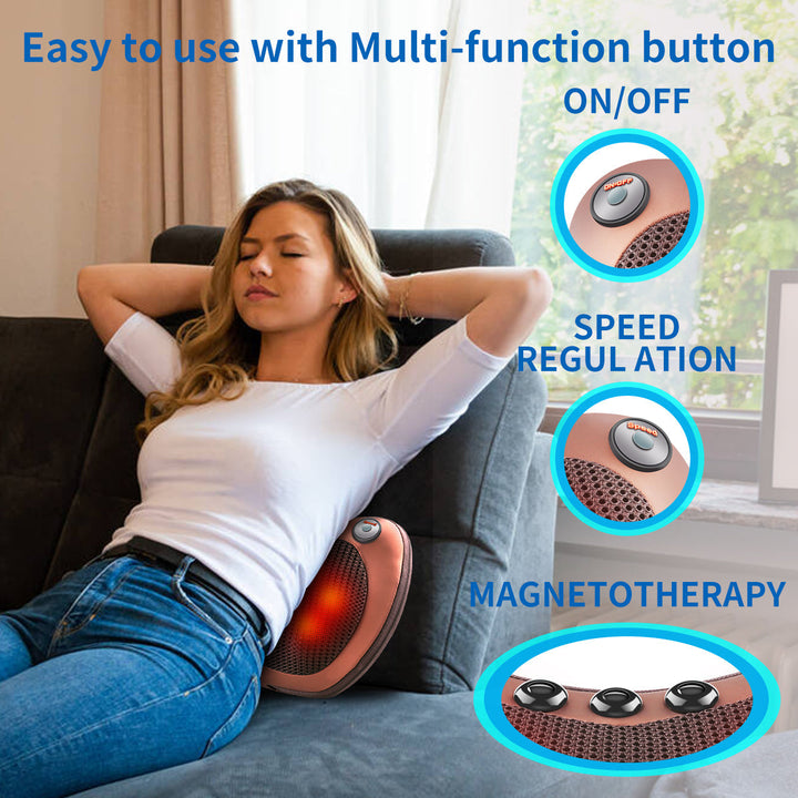 "Ergonomisch massagekussen met magnetotherapie en verstelbare snelheid voor nek, schouders en rug, ultieme ontspanning"