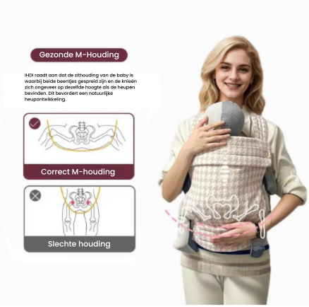 "Ergonomische babydrager met unisex design, verstelbare schouderbanden en ademend katoen voor comfort en veiligheid baby's."